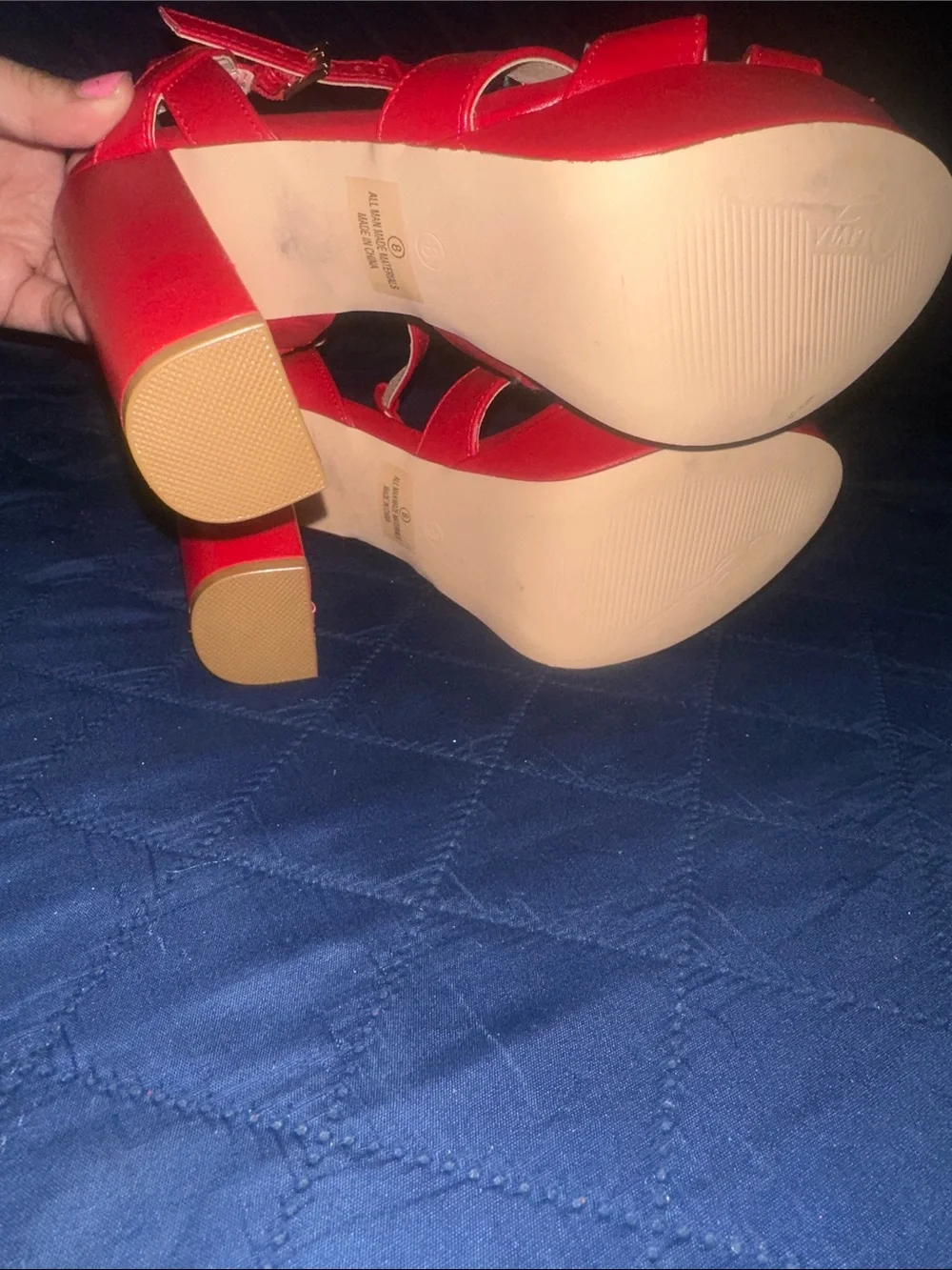 Red Platform Knot Strap Heels - OLIVIA